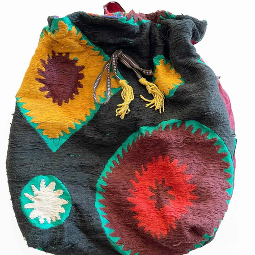 Backpack used, colorful fabric with embroidery from Uzbekistan