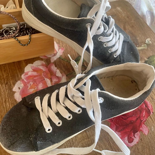 Triple Kick sneakers black canvas with metallic shine like new size 37