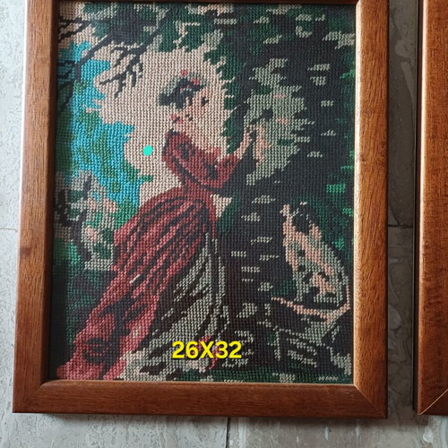 Set of 2 Handmade Embroidered Frames, new