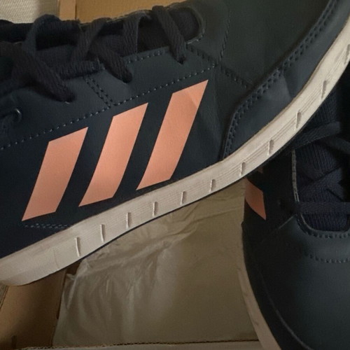 Adidas kids' athletic shoes size 38 like new, dark blue with salmon stripe