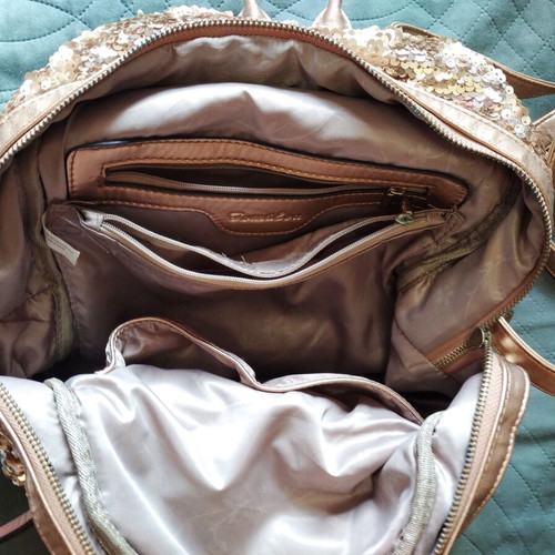 Backbag Tom&Eva backpack gold with gold sequins like new