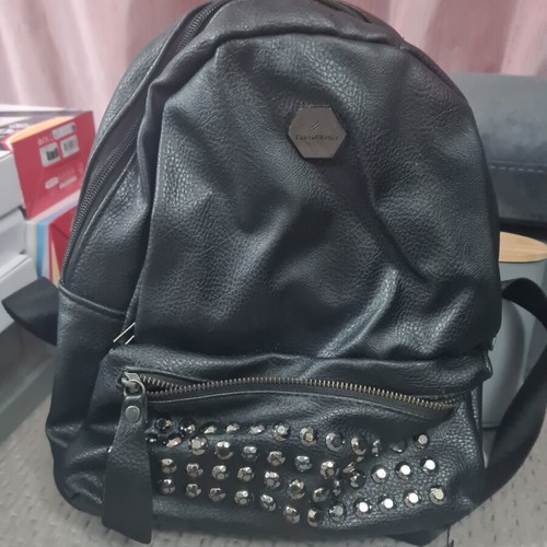 Women's leather backpack used, black