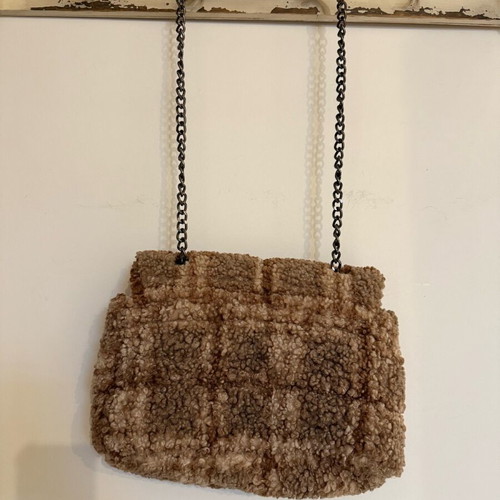 Zara shoulder bag made of synthetic fur like new, beige brown