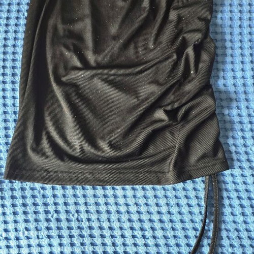 One-shoulder black dress with rhinestones, size S/M