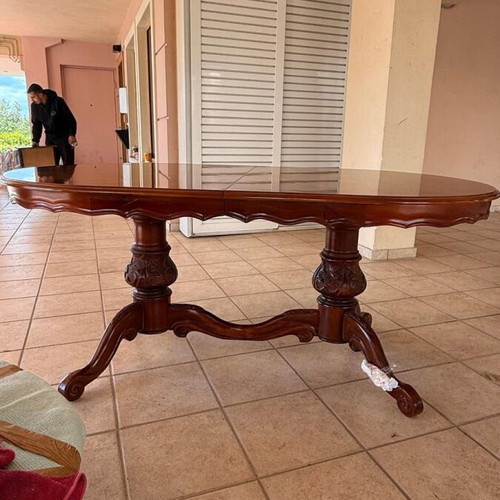 Palazzo Athens dining table Italian solid wood with marquetry extendable refurbished