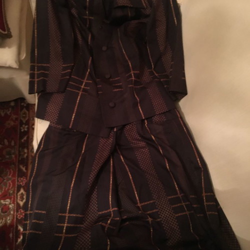 Brown women's fabric set handmade, size L, new, retro