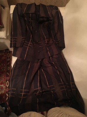 Brown women's fabric set handmade, size L, new, retro