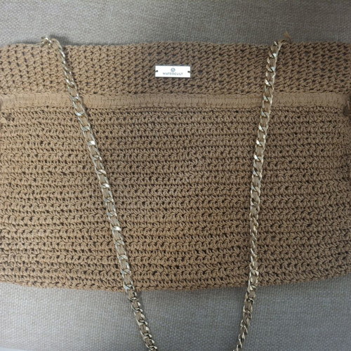 Watercult Maxi Clutch Beachbag straw boho bag with chain