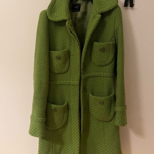 Mango women's coat used, 70s vintage style, green