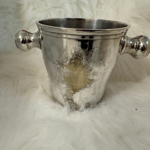 Silver-plated ice bucket used, heavy construction