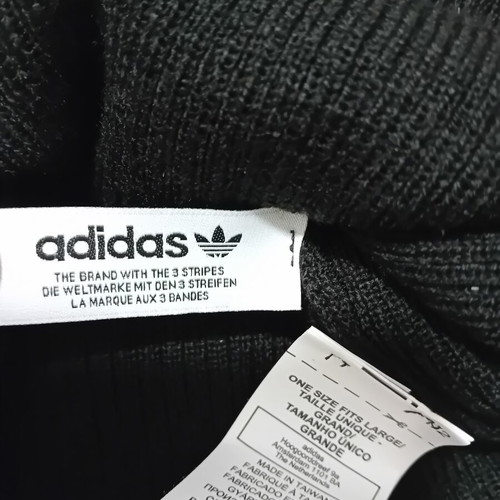 Adidas Originals black beanie with pom pom and gold logo
