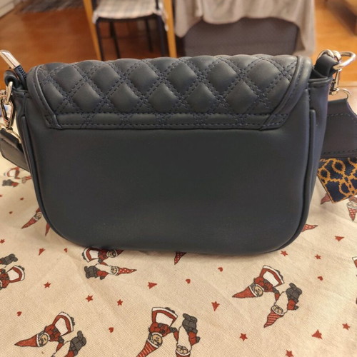 Doca waist-crossbody bag new, blue with brown strap and chain