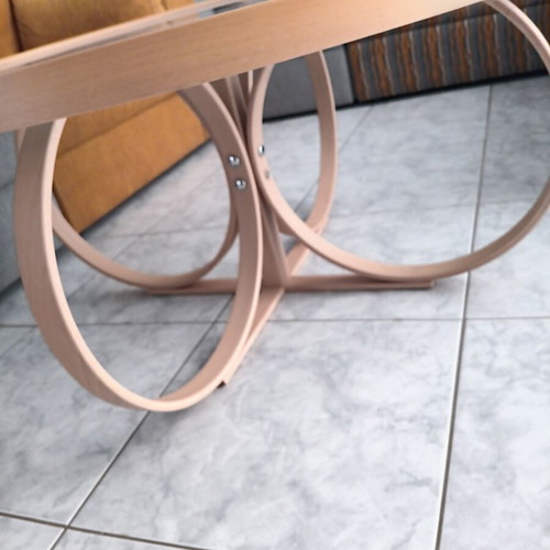 Round coffee table Tokyo with smoked glass and unique base