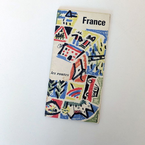 Vintage France Les Routes Road Map used, 1960s folding map