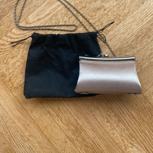Satin clutch bag with chain strap