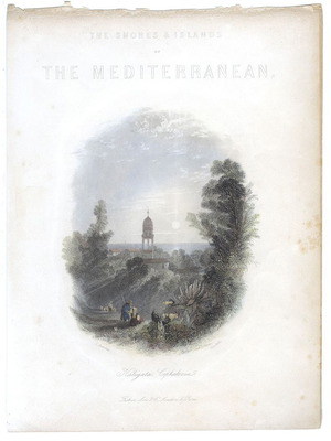 Original Colored Engraving Kaligata Cephalonia 1840, like new