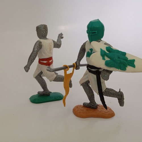 Timpo Toys medieval knights 2 figures used, 1970s