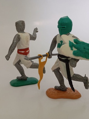 Timpo Toys medieval knights 2 figures used, 1970s