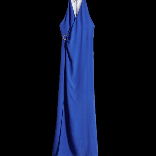 Mango long dress blue like new, wrap with ring detail