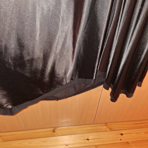 Asymmetric black shiny Oltre dress like new with deep neckline