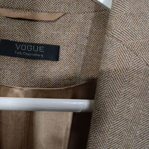 Wool women's jacket used brown herringbone Vogue size M