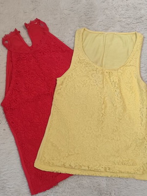 Lace tops set of two in yellow and red, like new