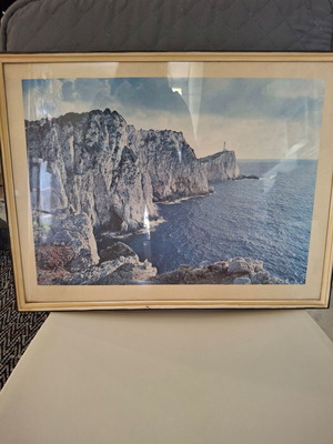 Vintage κάδρο μεταχειρισμένο με φωτογραφία-πόστερ φάρου Λευκάδας 45Χ35