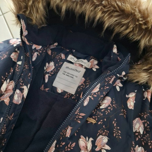 Minymo parka for girl size 128, like new, floral design