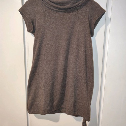 Brown short-sleeve blouse dress Large like new