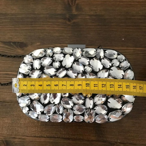 Evening bag with shiny stones shoulder type like new, black and silver