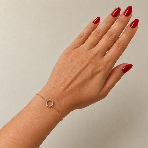 Silver 925 bracelet gold plated with zircon, new