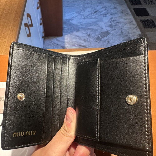 Miu Miu leather wallet new, black, with box