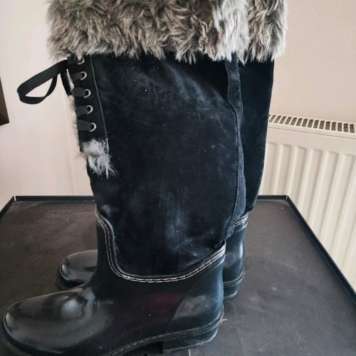 Knee-high boots used, black, size 37