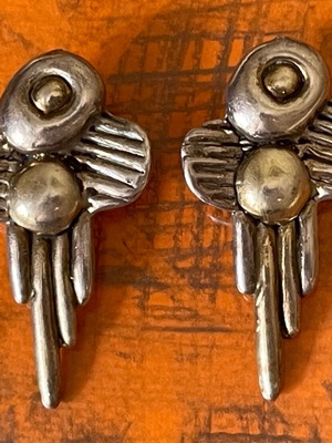 Silver earrings antique large branded used handmade 925