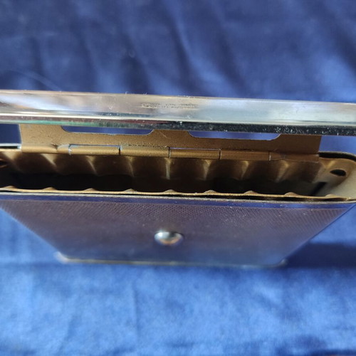 Austrian metal art deco cigarette case used, pop up, 1950