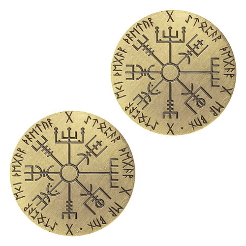 Viking Rune Compass Coin new, gold color, collector's souvenir