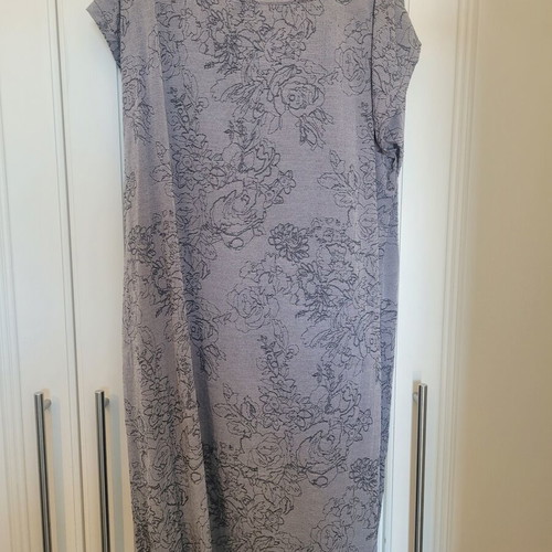 Toi&Moi women's dress, grey melange/purple, loose fit with floral pattern