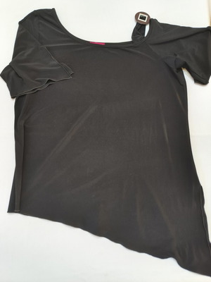 Black Kazi Line women's blouse size XXL like new with shoulder buckle detail