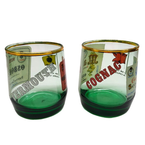 Set of 2 vintage Osborne brandy vermouth glasses 1960s used