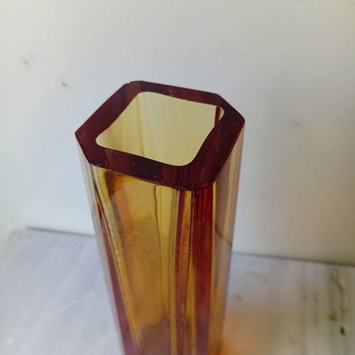 Murano vase used, faceted 18 cm