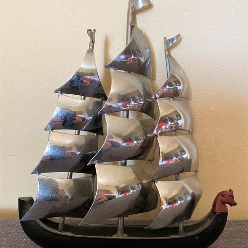 Decorative ship used with metal sails from the 1970s