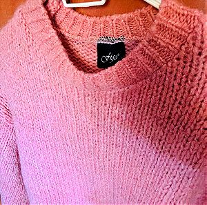 Μάλλινο πουλόβερ ροζ γυναικείο