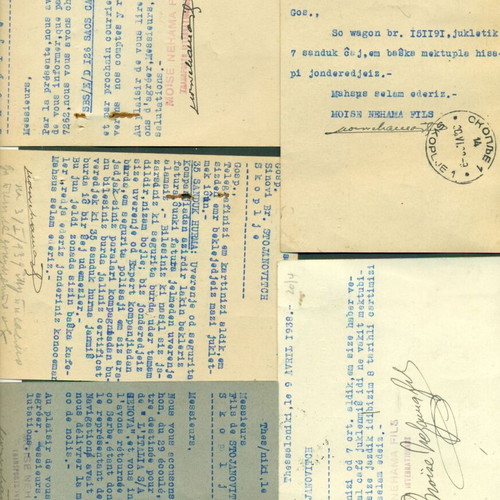 5 Old Mailed Postcards 1938-1939 Thessaloniki Jewish Business with Texts