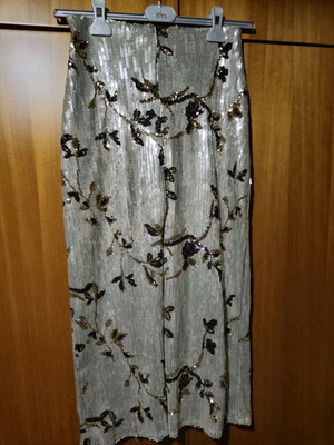 Nidodileda sequin skirt floral new, silver, size S