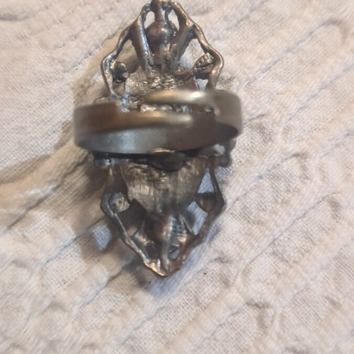 Vintage ring 4 cm like new oxidized metal with cat's eye stone