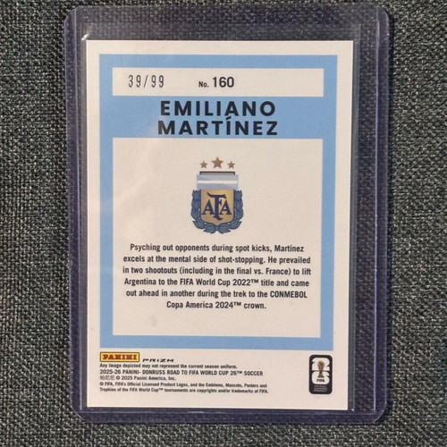 Emiliano Martínez 2025-26 Donruss FIFA World Cup Card New 39/99