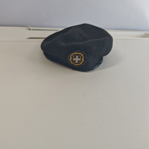 Military Beret Greek Army with Embroidered Emblem used