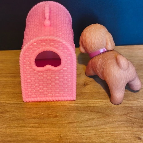 Pink pet carrier and dog toy used, very good condition