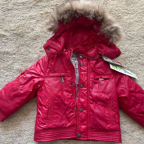 Gatti children's jacket red new with hood and fur