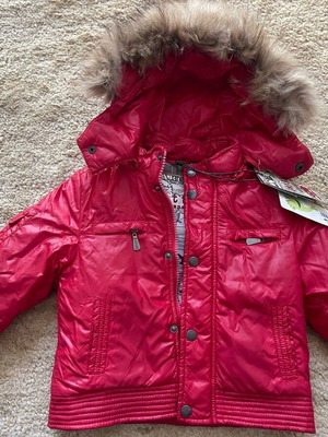 Gatti children's jacket red new with hood and fur